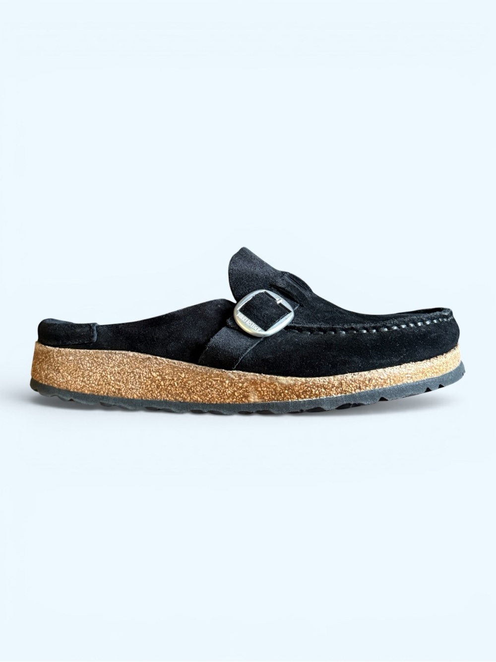 BIRKENSTOCK Black Suede Slip-On Mule with Cork-Style Midsole Size 7 Women